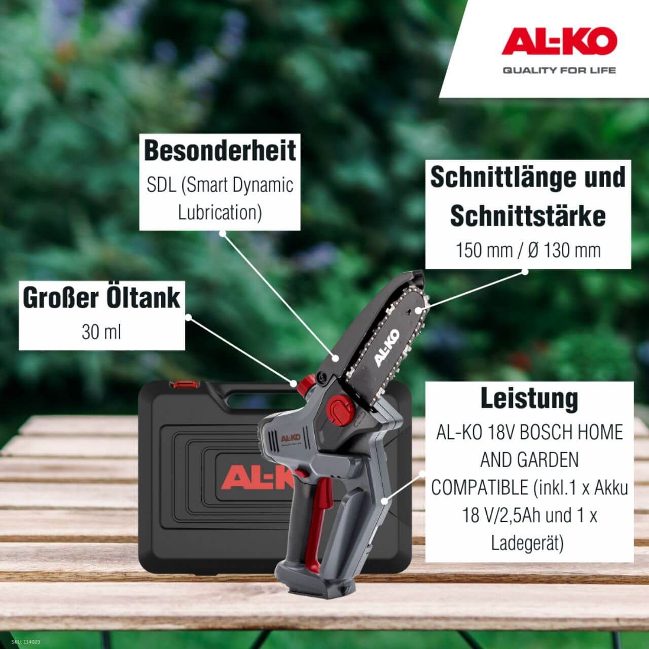 AL-KO 18 V  Akku-Minikettensäge CSM 1815 inkl. 1 Akku und Ladegerät AL-KO 18 V  Akku-Minikettensäge CSM 1815 inkl. 1 Akku und Ladegerät